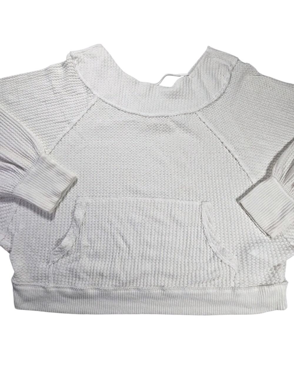 NWT We The Free People Ivory Waffle Knit Shirt XS $78 Oversized Boho Beach